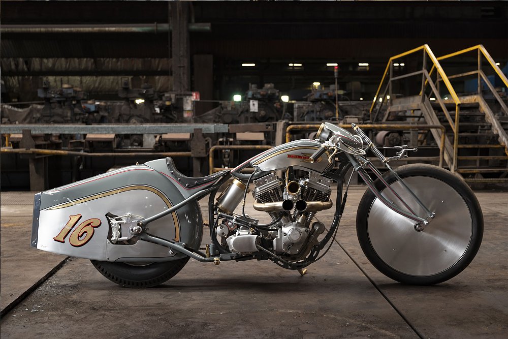 side view of the Goddess of Speed custom with streamlined tail section