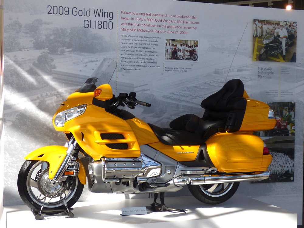 yellow 2009 Gold Wing on display at the Honda Heritage Center