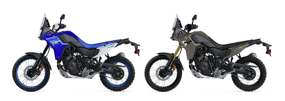 The Ténéré 700 in Yamaha Team Blue and Tech Titanium against a white background.