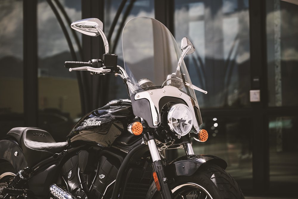 Scout Sixty Classic with windshield and other accessories