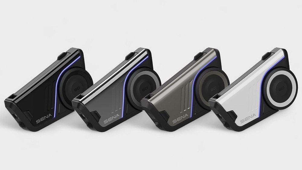 Sena's 60S lineup pictured in black, gray, silver, and white color options.