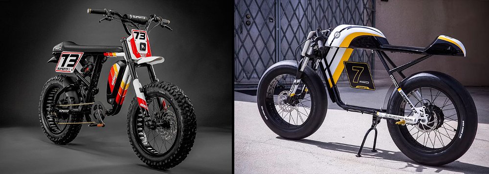 Images of the Super73 X RSD production model and custom collaboration e-bike.