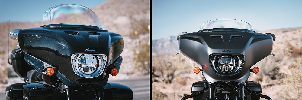 Side-by-side shots of the windscreens on the Roadmaster PowerPlus and the Chieftain PowerPlus.