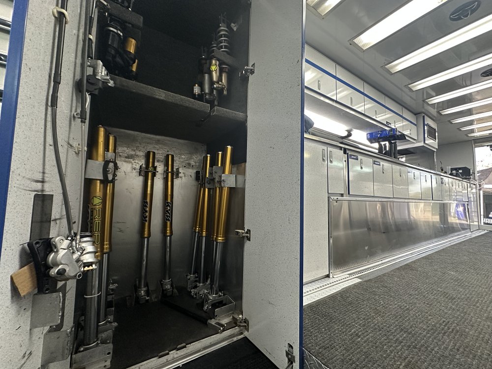 Suzuki SuperMotocross truck suspension storage cabinet.