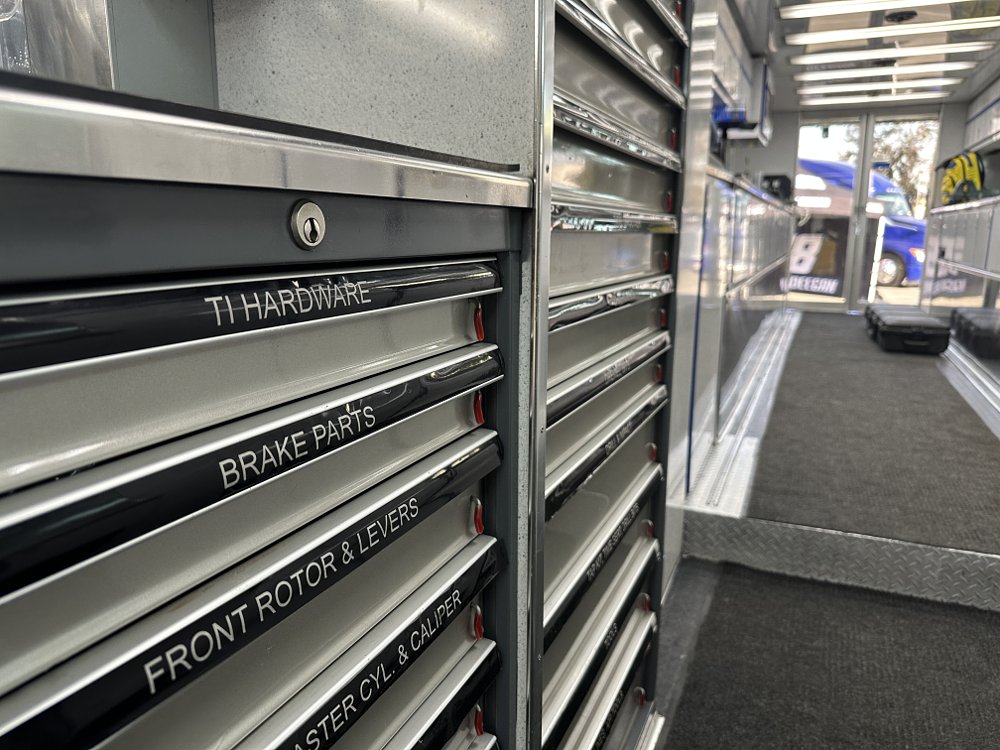 Suzuki SuperMotocross truck titanium hardware drawer label.