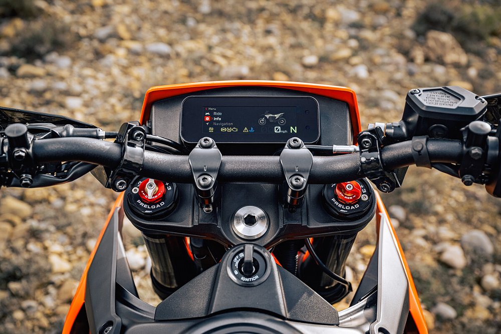 A close-up of the 390 Enduro R's dash.