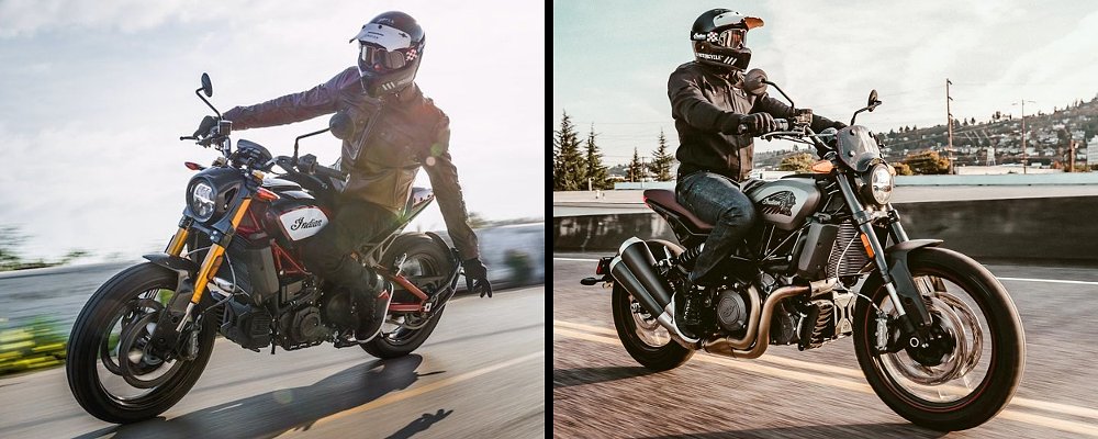 Back-to-back images of the FTR R Carbon and FTR Rally variants.