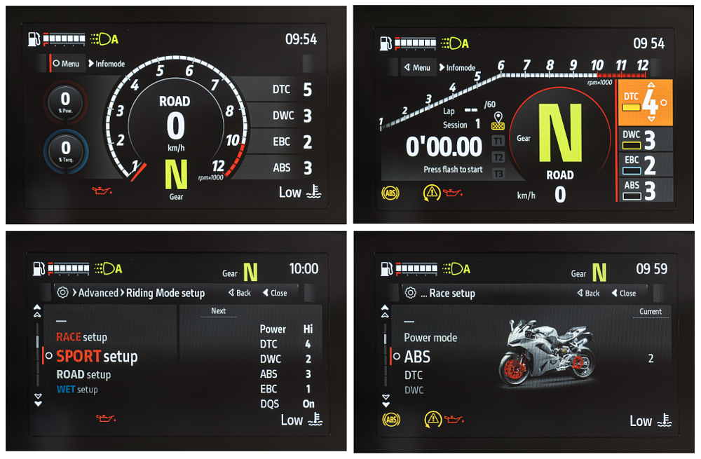 2025 Ducati Panigale V2 display layout detail.