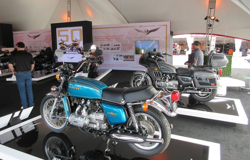 Honda display of various Gold Wing generations
