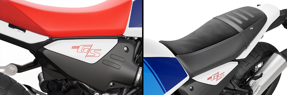 Two images of the R 12 G/S's stock and optional Rallye seat. 