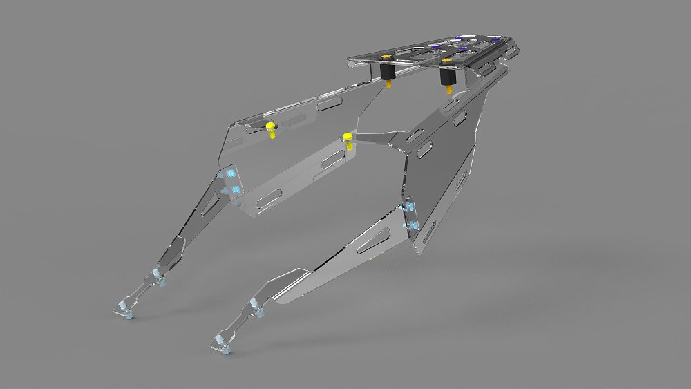A rendering of the Ibex 450's aluminum panniers support bracket provided by CFMOTO.