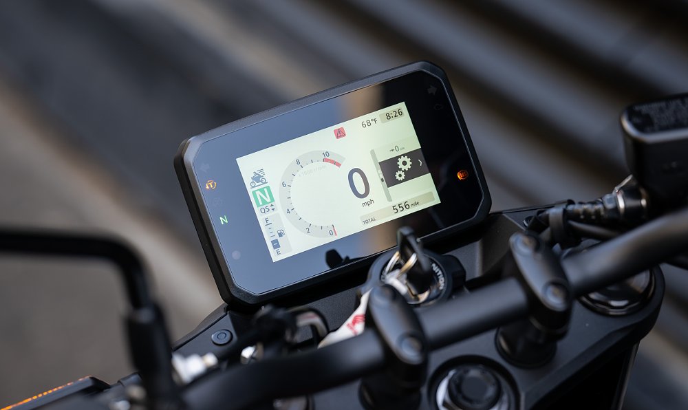 view of the five-inch TFT display on the CB750 Hornet