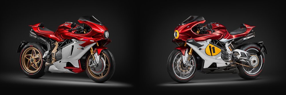 A head-to-head photo of the Superveloce 1000 Serie Oro and Superveloce 1000 Ago.