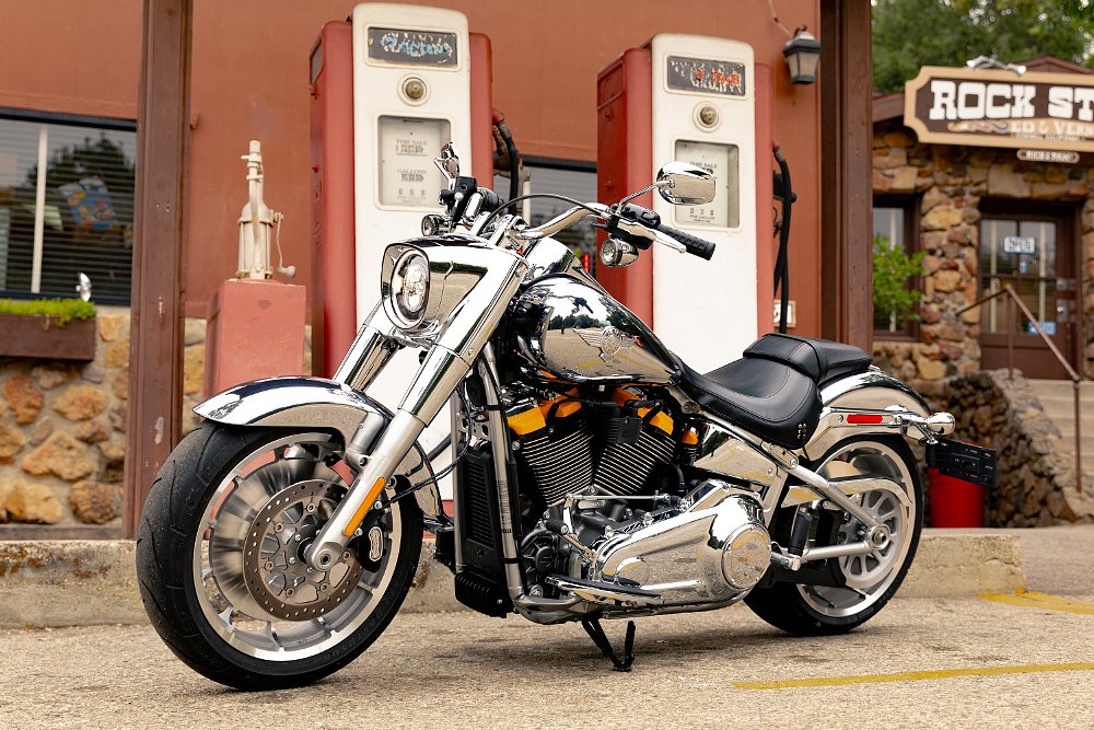 The Fat Boy Gray Ghost pictured outside the famous Rock Store in Cornell, California.