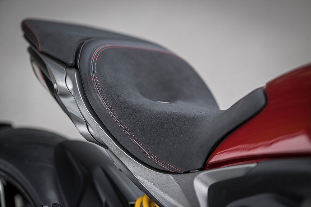 A close-up of the X-Diavel's seat.