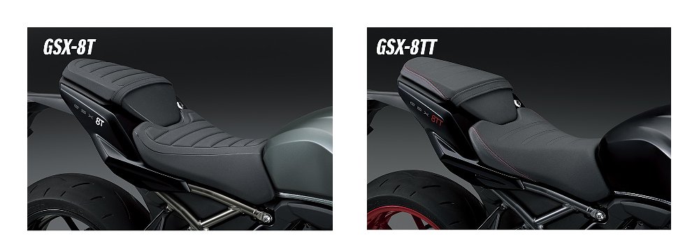 studio photos of the two seats on the two models showing different stitching