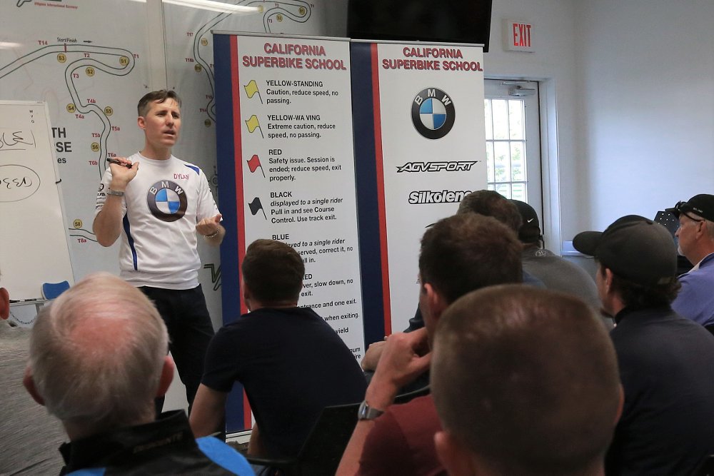 Dylan Code teaching a class at California Superbike School
