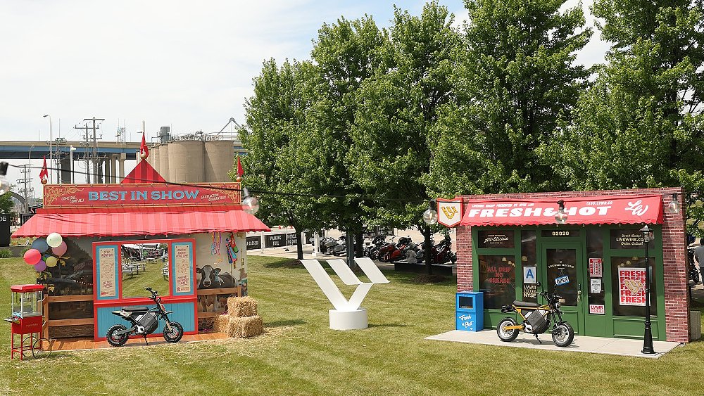 A bird's eye view of LiveWire's mini moto installation at the Harley-Davidson Homecoming event.