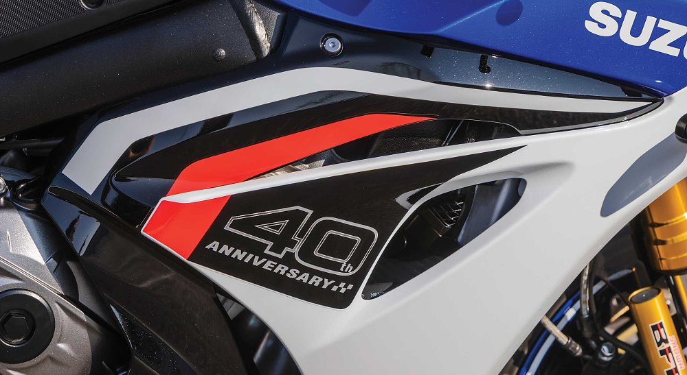 close view of 40th anniversary logo on the fairing