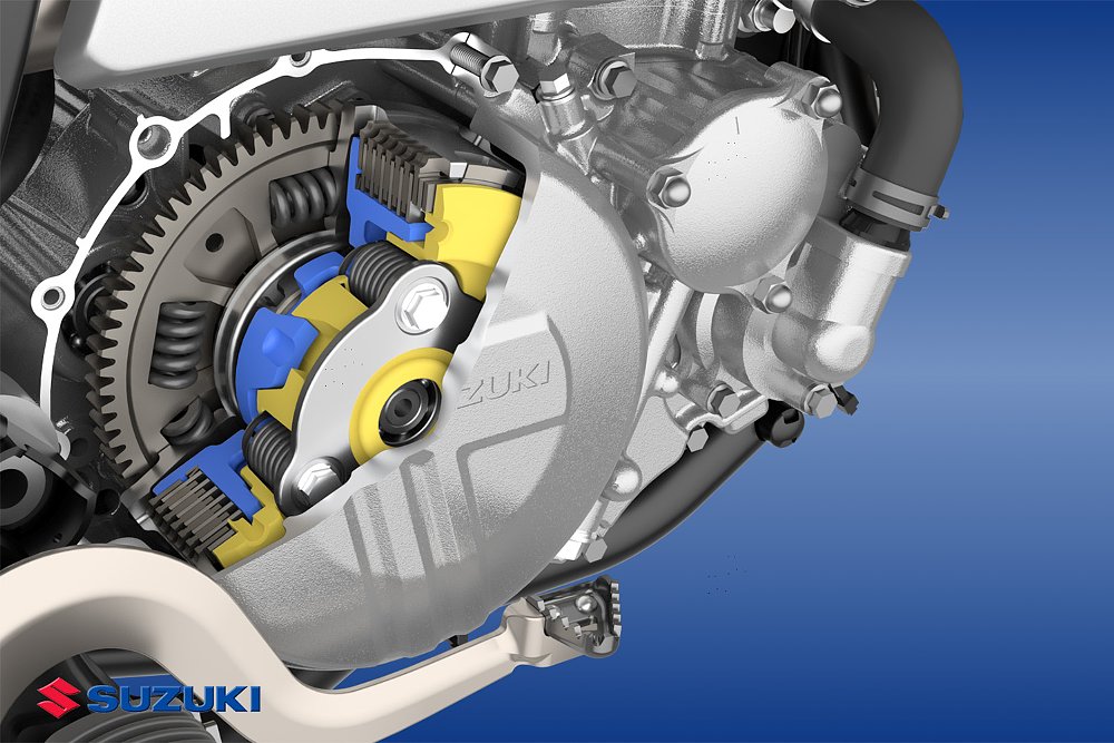 An cross-section illustration of the DR-Z's slipper/assist clutch.
