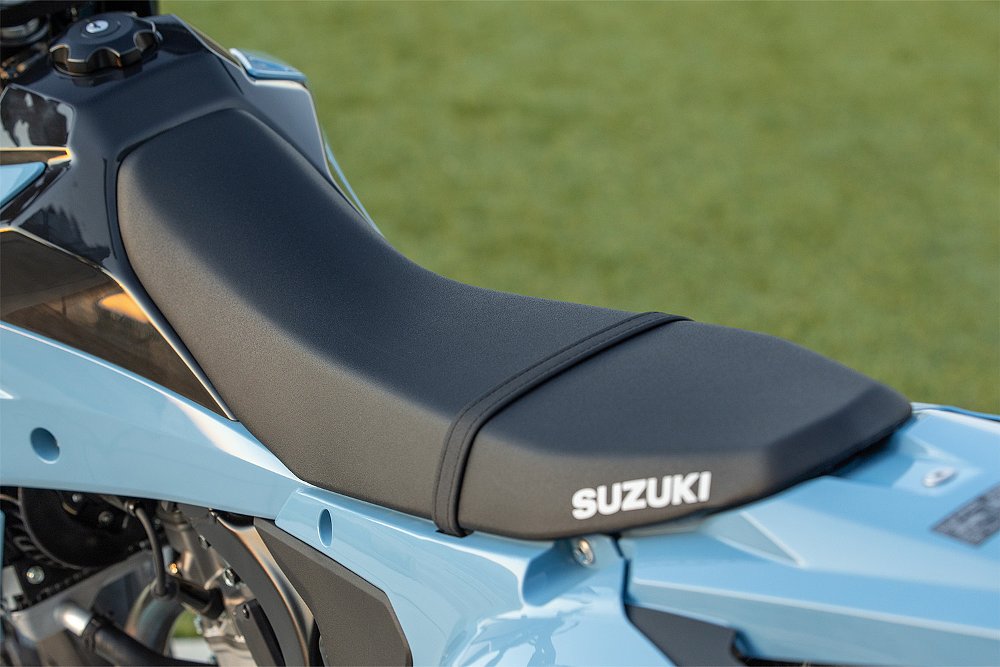 A close-up shot of the DR-Z4SM's seat.