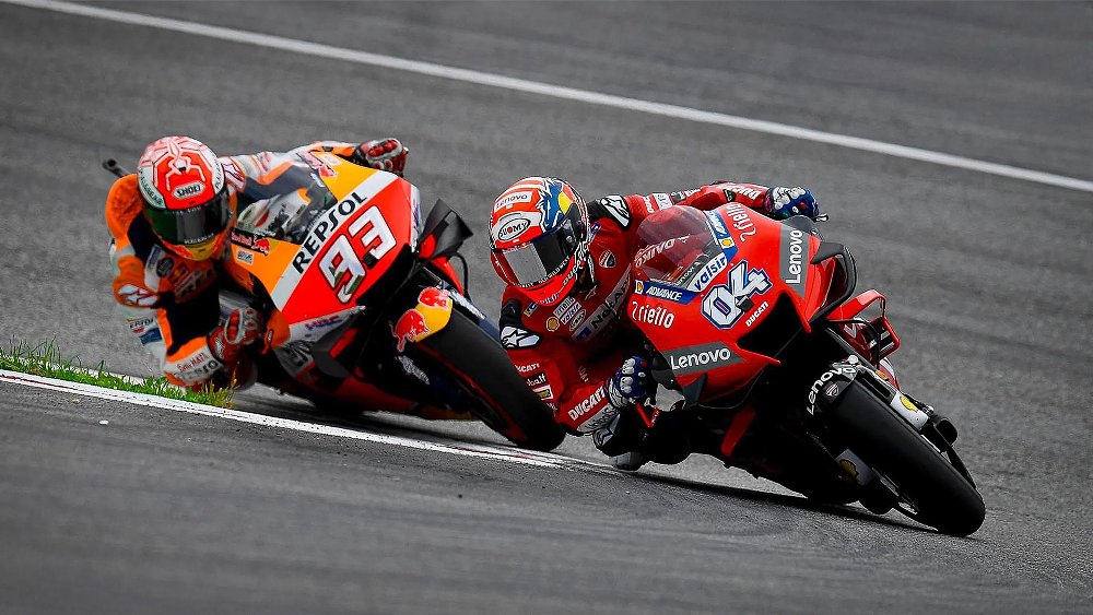 Marc Marquez and Andrea Dovizioso battle for first place at the Red Bull Ring.