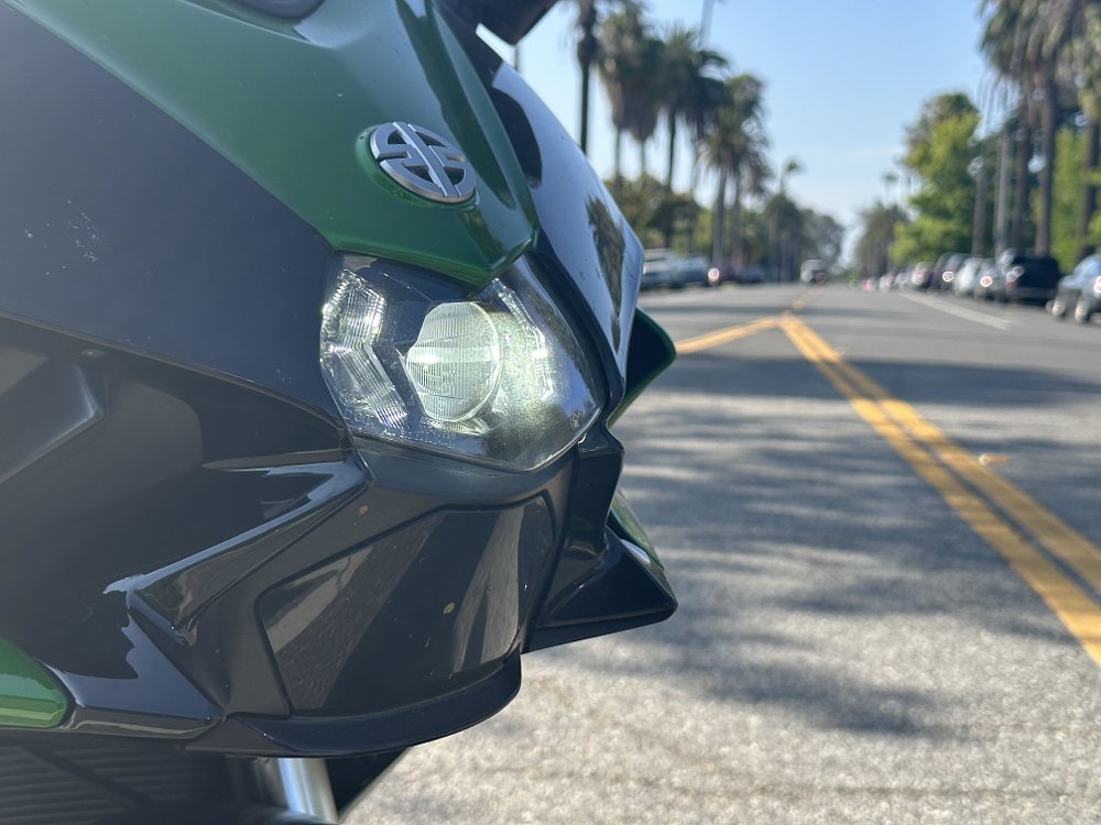 Kawasaki H2 SX SE front RADAR unit detail.
