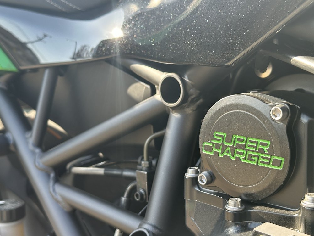Kawasaki H2 SX SE supercharger case-cover detail.