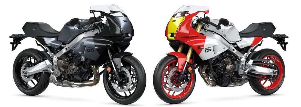 The XSR900 GP, in Legend Red and Power Grey, pictured against a white background.