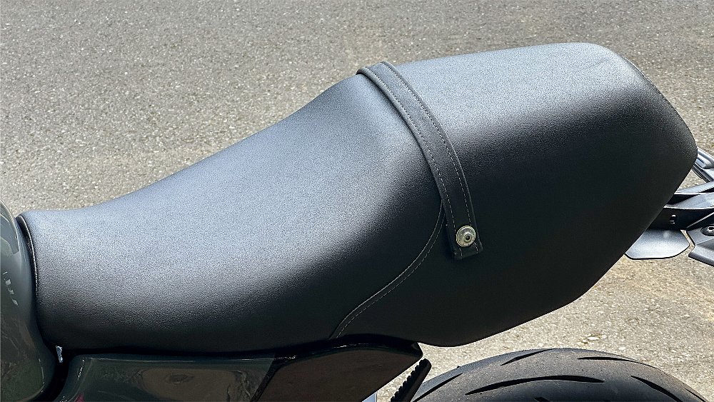 A close-up of the XSR900 GP's seat.