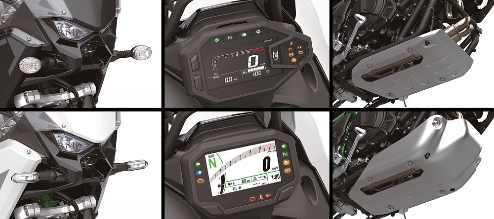 A six image layout of the differences between the KLE500 and KLE500 SE.